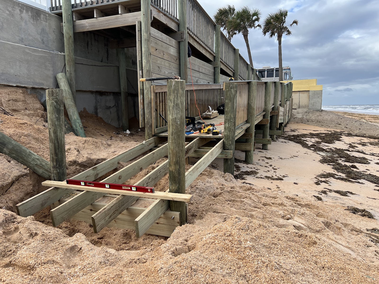 Oceanfront deck and stair construction on Flagler Beach FL