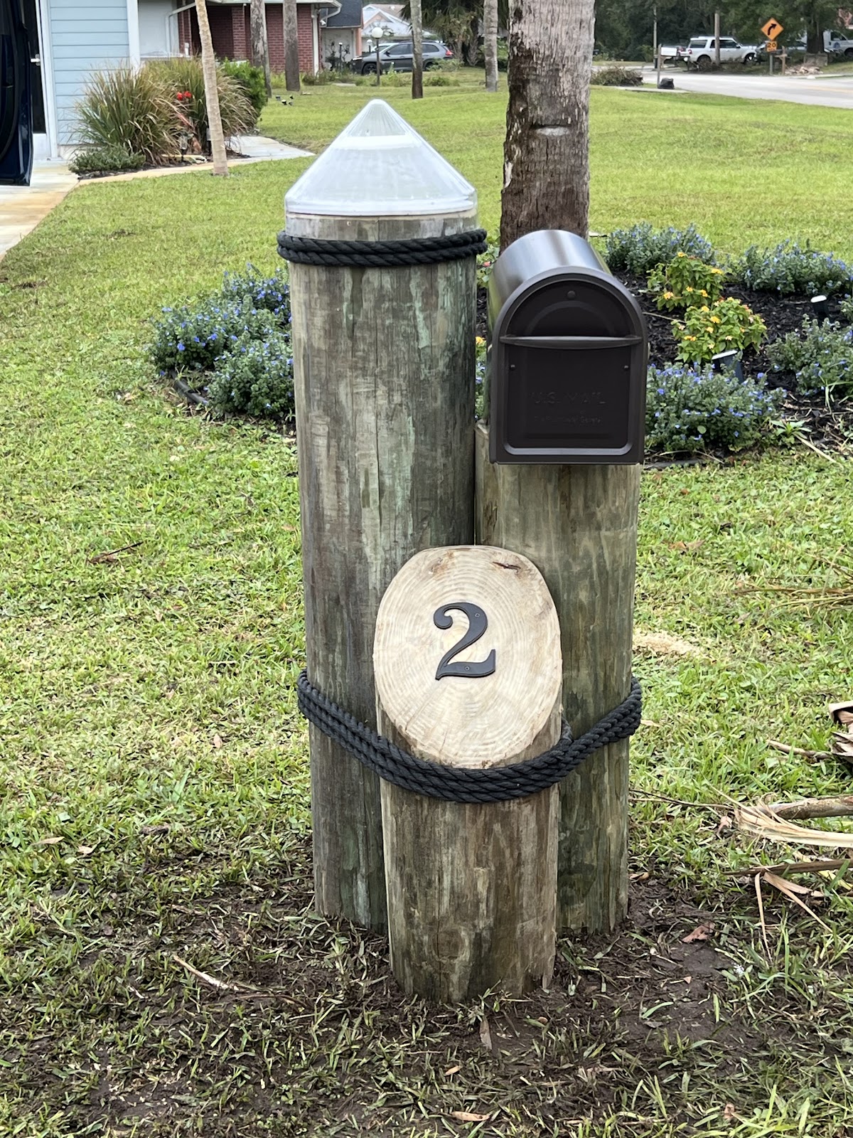 Custom nautical dock piling mailbox post