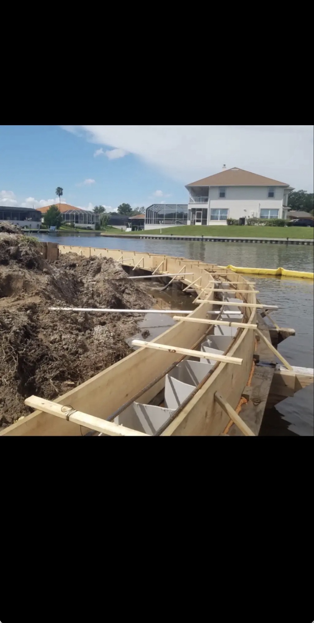 Curved radius seawall formwork in progress, Flagler County FL